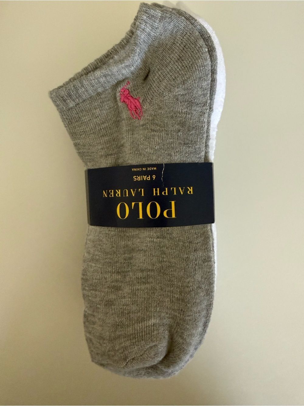 Polo by Ralph Lauren Womens Low Cut Socks Black White and Gray- 6 Pack